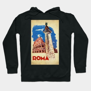 Retro poster - travel - vintage - Roma - Italy Hoodie